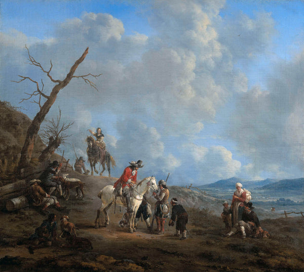 johannes-lingelbach-1650-landscape-with-riders-hunters-and-peasants-art-print-fine-art-reproduction-wall-art-id-aifvmbt72