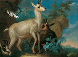 philipp-ferdinand-de-hamilton-1722-tree-chamois-and-a-blackbird-art-print-fine-art-reproduction-wall-art-id-aig97897o