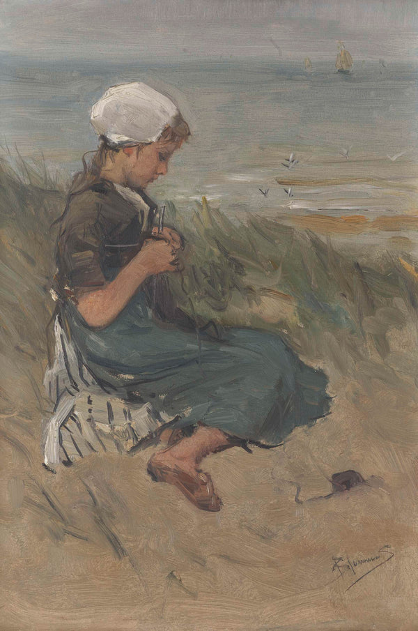 bernardus-johannes-blommers-1870-girl-knitting-in-the-dunes-art-print-fine-art-reproduction-wall-art-id-aigieqqdf