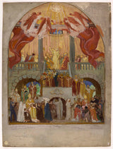 maurice-denis-1935-phác thảo-cho-nhà thờ-của-thánh-linh-thứ 12-arr-lễ hiện xuống-nhà thờ-của-rome-the-nhà thờ-của-nghệ thuật phía đông-print- mỹ thuật-tái tạo-tường-nghệ thuật
