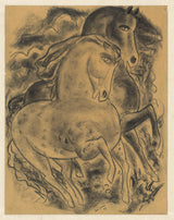 leo-gestel-1927-phác thảo-lá-với-hai-ngựa-nghệ thuật-in-mịn-nghệ thuật-tái tạo-tường-nghệ thuật-id-ain21s9fa