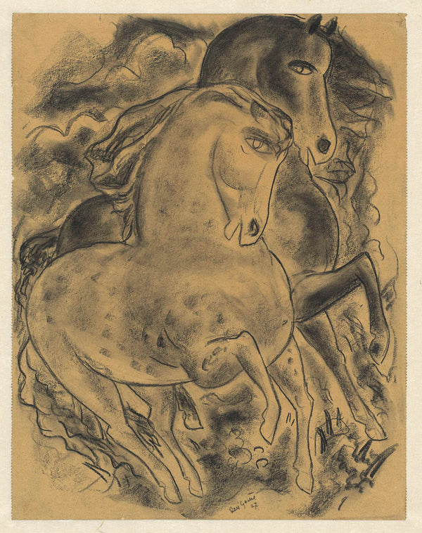 leo-gestel-1927-sketch-leaf-with-two-horses-art-print-fine-art-reproduction-wall-art-id-ain21s9fa