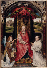 анонимна-1499-девица-и-дете-со-ангел-и-донатор-уметност-печатење-фина-уметност-репродукција-ѕидна уметност
