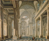 皮埃爾·安托萬·德馬奇-1763-選秀後的瑪德琳教堂內-內容-迪弗里-藝術印刷品-精美藝術-複製品-牆壁藝術