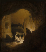 rembrandt-van-rijn-1630-reisigers-rus-die-rus-op-die-vlug-in-egipte-kunsdruk-fynkuns-reproduksie-muurkuns-id-aippckzai