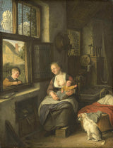 cornelis-dusart-1690-a-mother-and-her-childers-a-mothers-happiness-art-print-fine-art-reproduction-wall-art-id-aiprbk5e1
