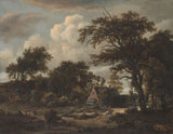 meindert-hobbema-1663-metsamaastik-suvila ja ratsaniku-kunstitrükk-peen-kunsti-reproduktsioon-seina-kunsti-id-aiqgsejkd