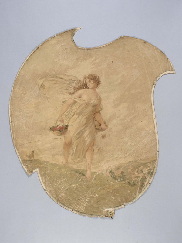 anonymous-1900-woman-carrying-a-basket-of-red-fruit-and-a-basket-of-mushrooms-decorative-painting-cafe-de-paris-art-print-fine-art-reproduction-wall-art