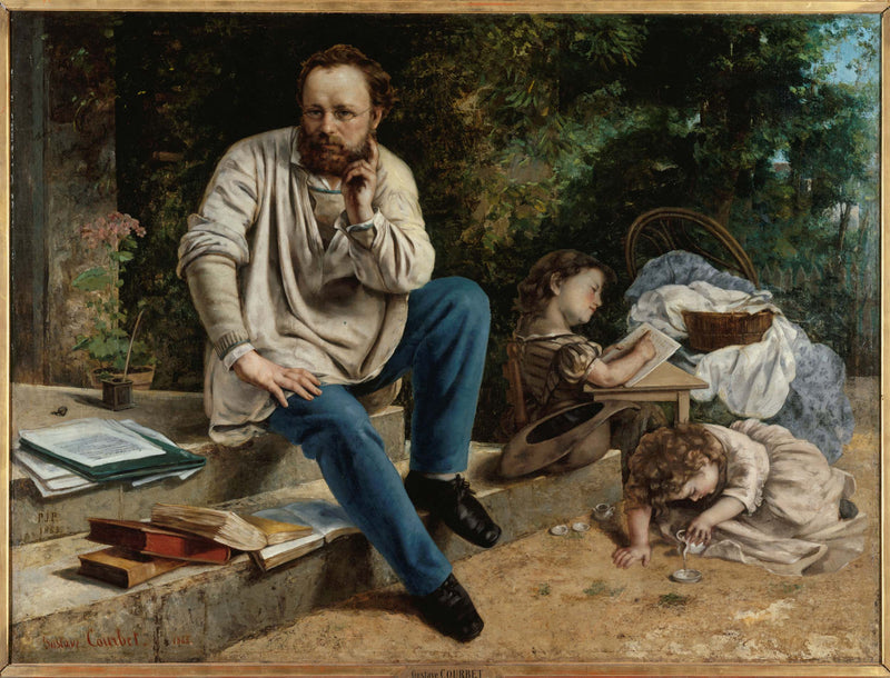 gustave-courbet-1865-pierre-joseph-proudhon-and-his-children-in-1853-art-print-fine-art-reproduction-wall-art