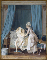 niclas-lafrensen-1776-dame-kommer-ud-af-sengen-kunsttryk-fin-kunst-reproduktion-vægkunst-id-aivl61e43