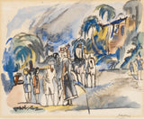 Jules-Pascin-1916-paesaggio-del-sud-con-figure-e-cavalli-stampa-d'arte-riproduzione-d'arte-wall-art-id-aixqje4wd