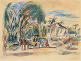 Жюль-Пасін-1916-пейзаж-будинки-і-дерева-мистецтво-друк