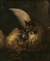 漢斯·格奧爾格·穆勒-兩隻貓頭鷹-為一隻老鼠而戰-藝術印刷品-美術複製品-牆藝術-id-aj0pftd47
