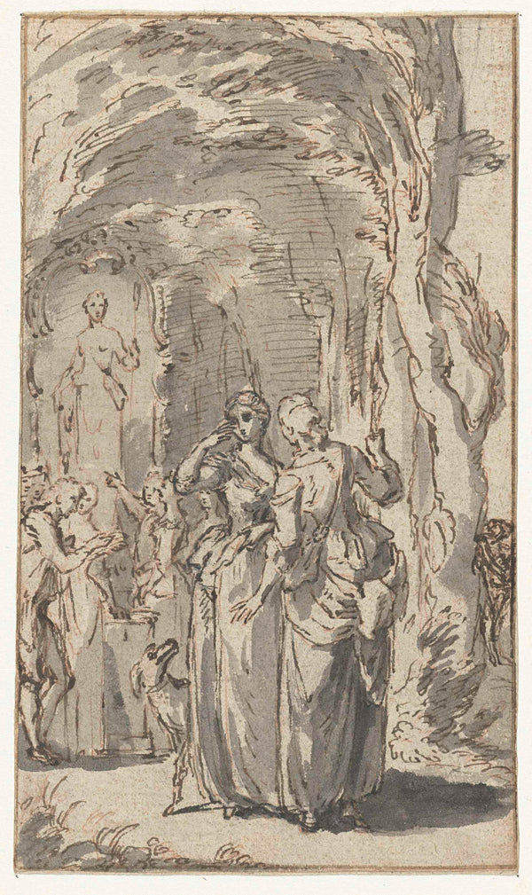 unknown-1700-illustration-design-with-two-young-women-and-a-dog-art-print-fine-art-reproduction-wall-art-id-aj1ok0ndt