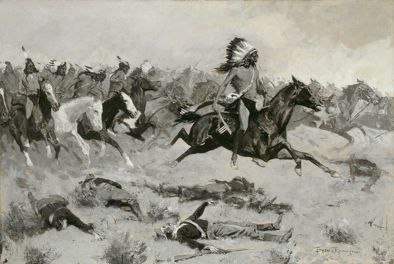frederic-remington-1900-rushing-red-lodges-passed-through-the-line-art-print-fine-art-reproduction-wall-art-id-aj2395mim