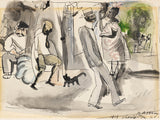 jules-pascin-1916-figuren-en-kat-in-park-kunstprint-fine-art-reproductie-muurkunst-id-aj88ci6a5