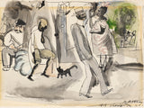 jules-pascin-1916-figures-and-cat-in-park-art-print-fine-art-reproduction-wall-art-id-aj88ci6a5