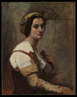 卡米尔·柯罗（Camille Corot）1870年-西比勒（Sibylle）艺术印刷精美的艺术复制品墙艺术ID-aj8wgoich
