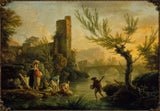 Joseph-vernet-1763-krajobraz-z-praczką-sztuka-druk-reprodukcja-dzieł sztuki-sztuka-ścienna