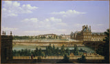 etienne-bouhot-1813-de-tuin-en-de-tuilerieën-paleis-gezien-vanaf-de-quai-dorsay-art-print-fine-art-reproductie-muurkunst