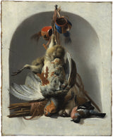 melchior-dhondecoeter-1633-natureza-morta-com-pássaros-e-equipamentos-de-caça-em-um-nicho-impressão-de-arte-reprodução-de-finas-artes-arte-de-parede-id-ajbyjb5i9