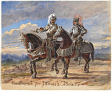pieter-van-loon-1811-to-riddere-til-hest-på-landet-kunsttrykk-fin-kunst-reproduksjon-veggkunst-id-ajdaqbpxt