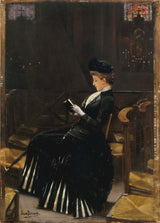 jean-beraud-1885-kvinna-i-bön-konst-tryck-konst-reproduktion-väggkonst