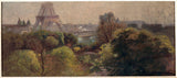 アドルフ・エルネスト・グメリ-1903年-庭から見たエッフェル塔-デレサート-アート-プリント-ファインアート-複製-ウォールアート