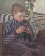 цамилле-писсарро-1895-жена-поправља-уметност-штампа-ликовна-репродукција-зид-уметност-ид-ајкхскв11