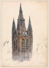 willem-anthonie-van-deventer-1834-kerk-toring-in-delft-kuns-druk-fynkuns-reproduksie-muurkuns-id-ajlw9lum1