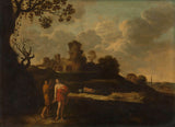 dirck-dalens-i-1625-paisagem-arcadiana-com-pastores-e-gado-impressão de arte-reprodução de belas artes-arte-de-parede-id-ajnkvtpfa