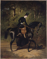 阿爾弗雷德·德德勒-1850-騎手基普勒在他的黑母馬上藝術印刷品美術複製品牆藝術