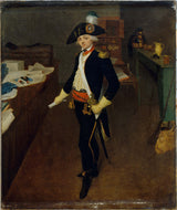 jean-marie-hooghstoel-1790-mr-estelle-dealer-rue-saint-honore-braids-uniformed-captain-hunters-of-the-national Guard-in-1790-art-print-fine-art-reproduction- sienas māksla