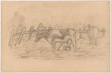 約瑟夫-以色列-1834-草地上有兩隻牛在柵欄上藝術印刷精美藝術複製品牆藝術 id-aju2j1zll