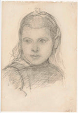 jozef-izraels-1834-portret-dziewczyny-z-kokardką-we włosach-druk artystyczny-reprodukcja-dzieł sztuki-sztuka-ścienna-id-ajuf8pr85