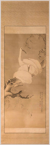 裴正-裴正-1730-冬季樹枝上的四隻蒼鷺藝術印刷品美術複製品牆壁藝術