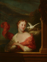 godefridus-schalcken-1685-młoda-kobieta-z-gołębiami-wenus-druk-sztuka-reprodukcja-dzieł sztuki-sztuka-ścienna-id-ajyqkc124