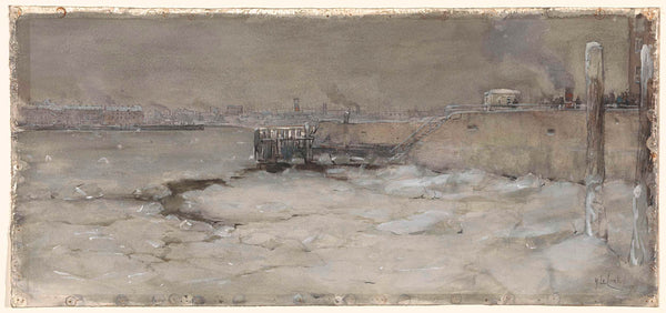 adolf-le-comte-1907-wheeling-ice-on-the-river-maas-in-rotterdam-art-print-fine-art-reproduction-wall-art-id-ajze47twu