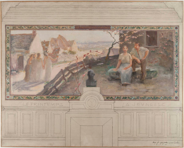 auguste-francois-marie-gorguet-1892-sketch-of-the-town-hall-of-montreuil-sous-bois-spring-youth-art-print-fine-art-reproduction-wall-art