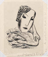 leo-gestel-1935-kvinnors-huvud-med-fågel-skiss-konsttryck-fin-konst-reproduktion-väggkonst-id-ak3kay0fn