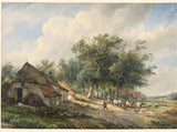 wijnand-nuijen-1823-paisagem-com-fazendas-e-gado-impressão-arte-impressão-reprodução-de-belas-artes-arte-de-parede-id-ak47bguog