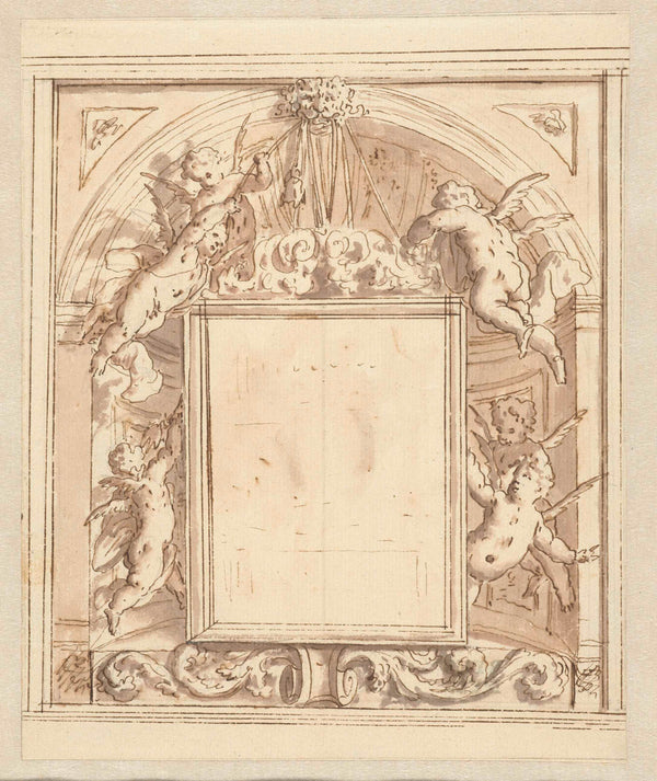 mattheus-terwesten-1600-cartouche-surrounded-by-putti-art-print-fine-art-reproduction-wall-art-id-ak5lo6l5g