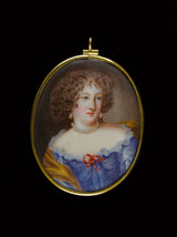 ecole-francaise-porträtt-av-en-ung-kvinna-i-kostym-louis-xiv-konsttryck-finkonst-reproduktion-väggkonst