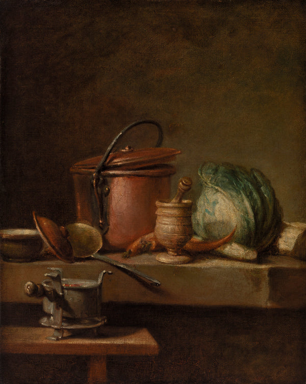 jean-simeon-chardin-still-life-with-copper-pot-cabbage-pestle-and-stove-kitchen-table-with-copper-pot-cabbage-egrugeoir-and-stove-art-print-fine-art-reproduction-wall-art-id-ak88ija9k