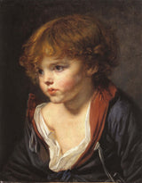 jean-baptiste-greuze-1760-liten-blond-pojke-med-sin-skjorta-öppen-konst-tryck-fin-konst-reproduktion-vägg-konst