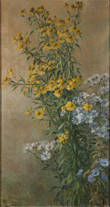 gunnar-g-son-wennerberg-1910-jesenne-kvety-solbrud-a-jesenne-astry-umelecká-tlač-výtvarná-umelecká-reprodukcia-stena-art-id-akafyar0g
