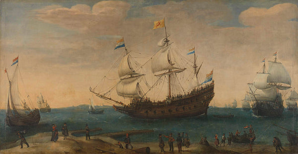 hendrik-cornelisz-vroom-1600-a-number-of-east-indiamen-off-the-coast-the-mauritius-art-print-fine-art-reproduction-wall-art-id-akblsfqod