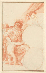 jacob-houbraken-1708-allegoriese-randwerk-vir-twee-ovaal-portrette-kuns-druk-fyn-kuns-reproduksie-muurkuns-id-akdtzxat6