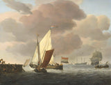 Willem-van-de-Velde-II-1650-lode-u-the-coast-in-Windy počasie-art-print-fine-art-reprodukčnej-wall-art-id-akeetpzin