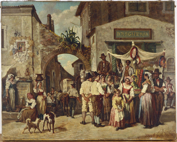 auguste-dutuit-1866-street-vendors-in-tivoli-art-print-fine-art-reproduction-wall-art